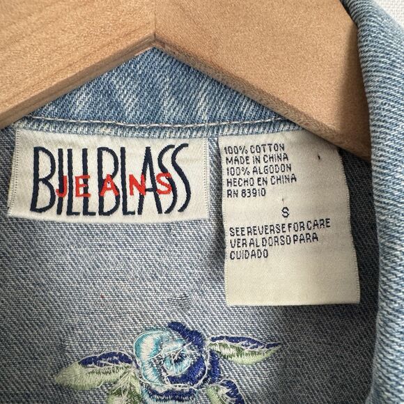 Vtg Y2K Bill Blass Vest Womens Small Blue Embroidered Festival Boho Hippie Denim - Picture 9 of 16